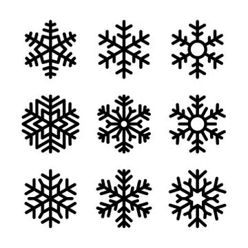 Snowflake Icons Set on White Background. Vector 库存插图