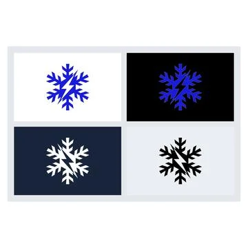 Snowflake Lightning Bolt Vector Logo Design Stock Illustration