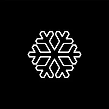 Snowflake Line Icon On Black Background. Black Flat Style Vector Illustration Stock Illustration