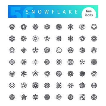 Snowflake Line Icons Set Stock Illustration