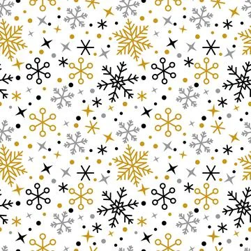 Snowflake line seamless pattern winter ice snow Illustrazione stock