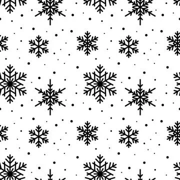Snowflake line seamless pattern winter ice snow Stock Illustration