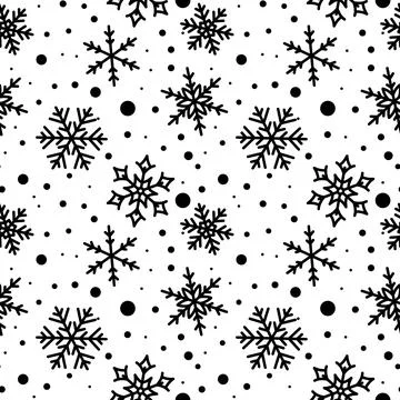 Snowflake line seamless pattern winter ice snow Stock Illustration