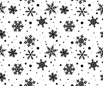 Snowflake line seamless pattern winter ice snow Stock Illustration