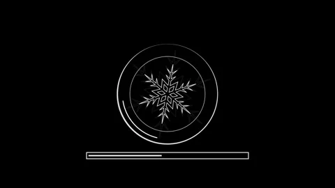 Snowflake Loading Indicator with Circular Loader and Progress Bar on Black B 库存影片 344539363