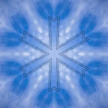 Snowflake looking shape made from mirrored images Foto stock
