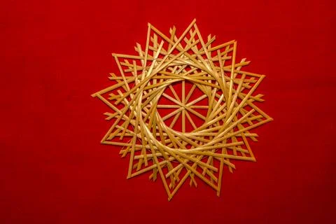 Snowflake made from straw . Stock Photos