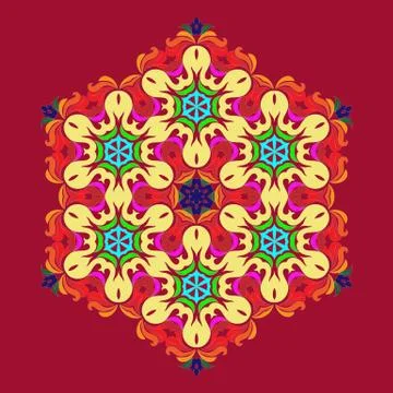 Snowflake - Mandala on Jester Red background Stock Illustration