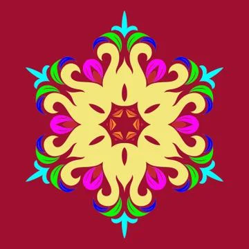 Snowflake - Mandala on Jester Red background Stock Illustration
