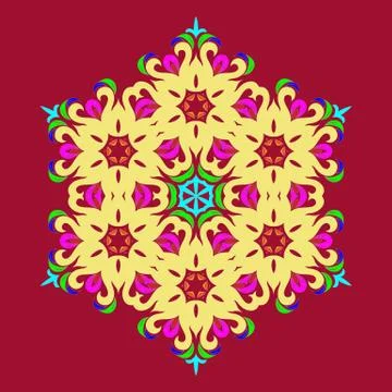 Snowflake - Mandala on Jester Red background Stock Illustration