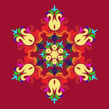 Snowflake - Mandala on Jester Red background Stock Illustration