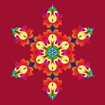Snowflake - Mandala on Jester Red background Stock Illustration