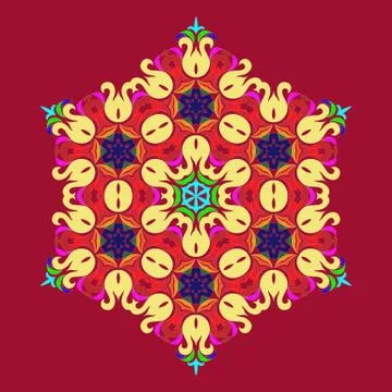 Snowflake - Mandala on Jester Red background Stock Illustration