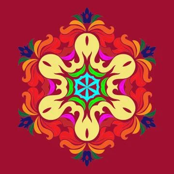 Snowflake - Mandala on Jester Red background Stock Illustration