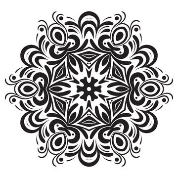Snowflake. Mandala. Monochrome vector illustration Stock Illustration