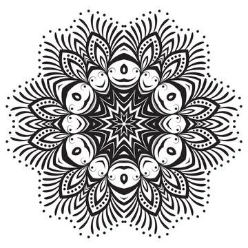 Snowflake. Mandala. Monochrome vector illustration Stock Illustration