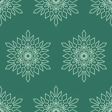 Snowflake mandala seamless pattern, geometric snowflake simple design green s Illustrazione stock