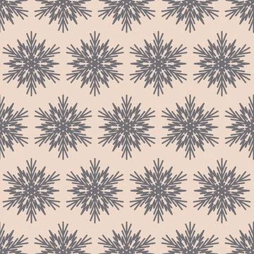Snowflake mandala seamless pattern, geometric snowflake simple design gray pi Illustrazione stock