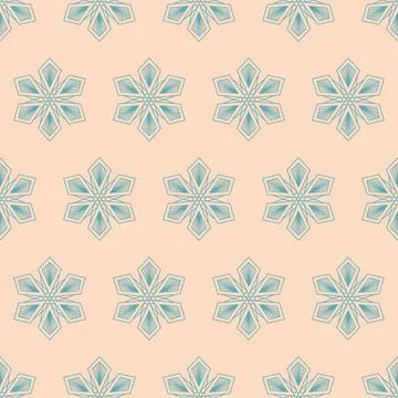 Snowflake mandala seamless pattern, geometric snowflake vector 스톡 일러스트