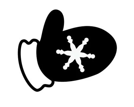 Snowflake mitten - vector silhouette clip art for logo or pictogram. Stock Illustration