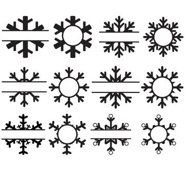 Snowflake monogram on white background. Boho festive ornament template. Stock Illustration