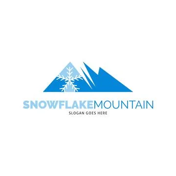 Snowflake Mountain Icon Vector Logo Template Illustration Design Stock Illustration