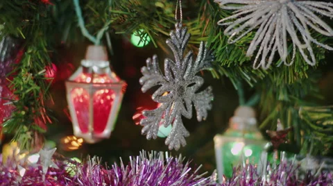 Snowflake on New Year tree Video stock 55970539