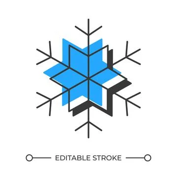 Snowflake offset shadow line icon Stock Illustration