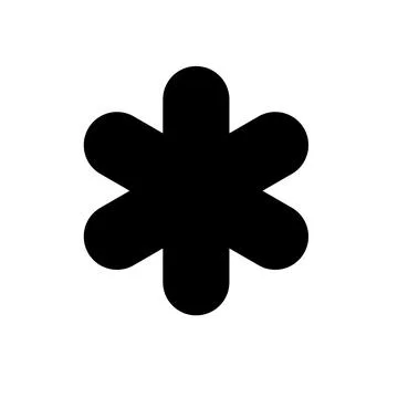 Snowflake or asterisk illustration. Vector black glyph bold icon isolated on Stock Illustration