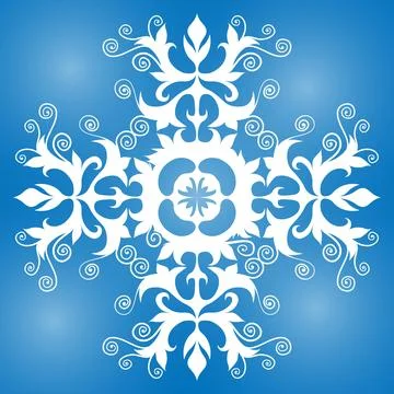 Snowflake with ornate pattern. Vector snowy new year element Stock Illustration