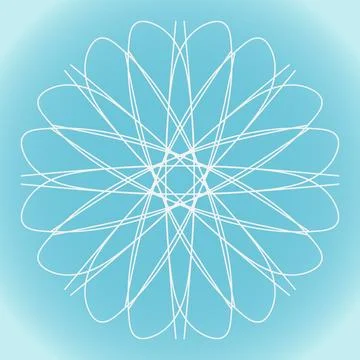 Snowflake of ornate rounded shape and structure on a blue gradient background Illustrazione stock