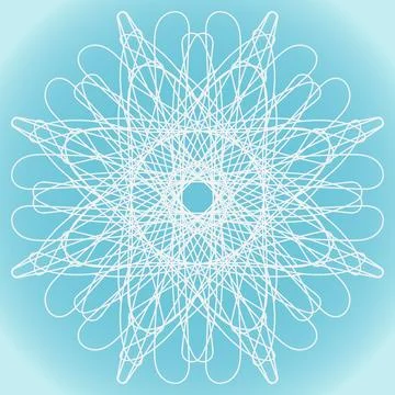 Snowflake of ornate shape and structure on a blue background Stock Illustration