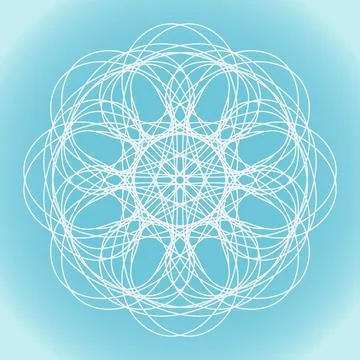 Snowflake of ornate shape and structure on a blue gradient background Stock Illustration