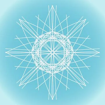 Snowflake with an ornate sharp shape and structure on a blue background Stock Illustration