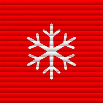 Snowflake outline thin symbol, white on red Stock Illustration