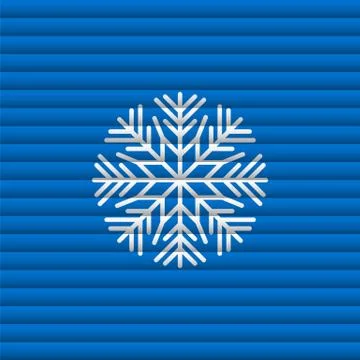 Snowflake outline thin symbol, white on blue Illustrazione stock