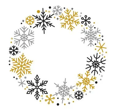 Snowflake pattern banner winter border snow frame Stock Illustration