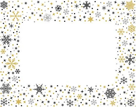 Snowflake pattern banner winter border snow frame Stock Illustration