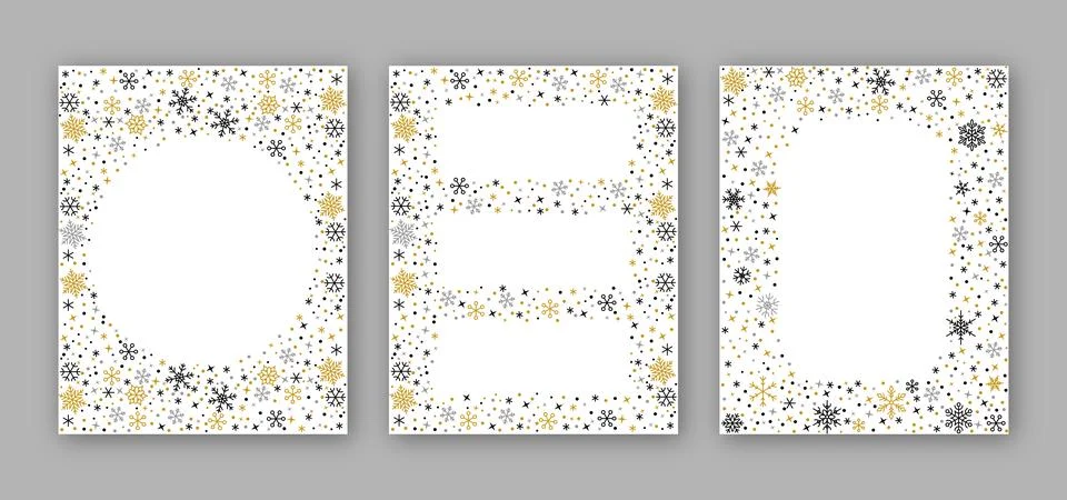 Snowflake pattern banner winter border snow frame Stock Illustration