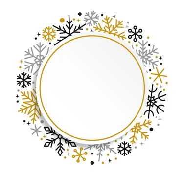 Snowflake pattern banner winter border snow frame Stock Illustration