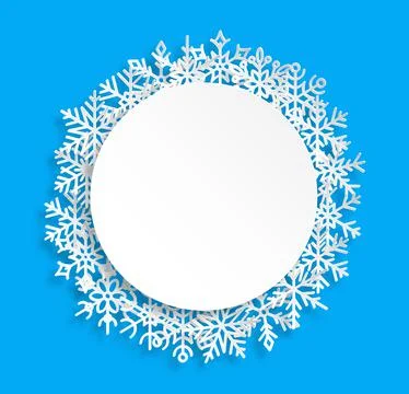 Snowflake pattern banner winter border snow frame Stock Illustration