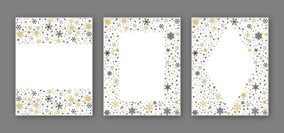 Snowflake pattern banner winter border snow frame Stock Illustration
