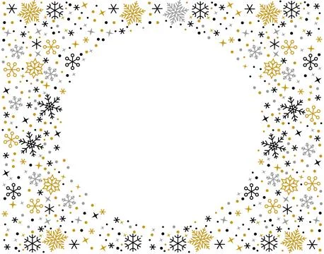 Snowflake pattern banner winter border snow frame Stock Illustration