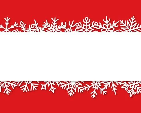 Snowflake pattern banner winter border snow frame Stock Illustration