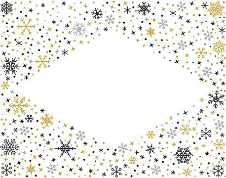 Snowflake pattern banner winter border snow frame Stock Illustration
