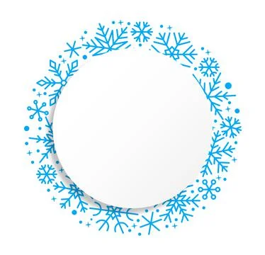 Snowflake pattern banner winter border snow frame Stock Illustration