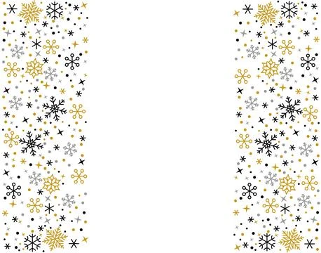 Snowflake pattern banner winter border snow frame Stock Illustration