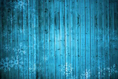 Snowflake pattern on blue planks Stock Photos