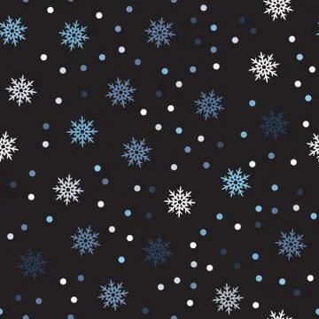 Snowflake pattern with dots. Seamless vector background Stock Illustration