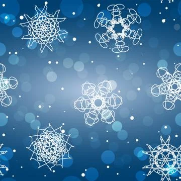 Snowflake Pattern. Seamless vector texture. Christmas and new year concept Stock Illustration